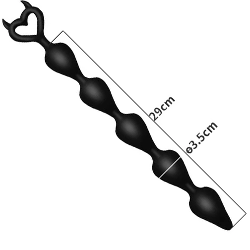 Devil Anal Beads, butt plug, bit plug, anal butt plug, anal beads, anal balls, silicone anal beads, silicone butt plug, black